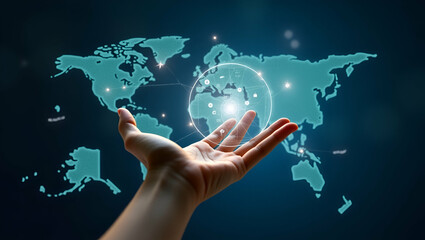 Explore Scenic National Parks: A Hand Navigating a Holographic Map for Family Trips - Highlighting Family-Friendly Trails with Empty Space for Customization