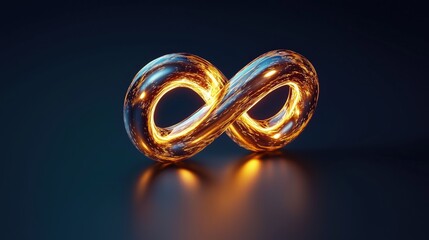 Dynamic infinity symbol art abstract dark background 3d view