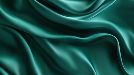 Obraz premium Smooth teal fabric with elegant folds and soft texture, creating luxurious and calming effect