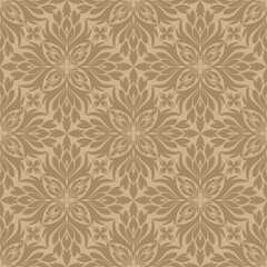 Elegant Brown Damask Seamless Pattern for Sophisticated Decorative Design . Vector illustration