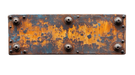 Vintage Metallic Decay: An antique metal plate, weathered by time and corrosion, reveals textures and colors of an aged industrial relic. 