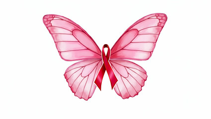 Pink Butterfly Wings with Ribbon - Breast Cancer Awareness Clipart