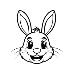 A line art vector drawing of a cheerful rabbit head.eps