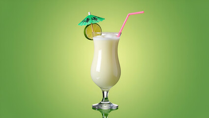 Bright and Refreshing Daiquiri Cocktail with Lime Slice and Colorful Umbrella for Summer Vibes