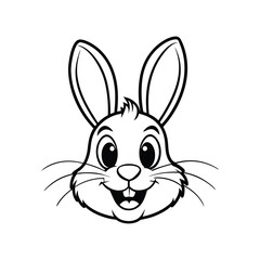 A line art vector drawing of a cheerful rabbit head1.eps