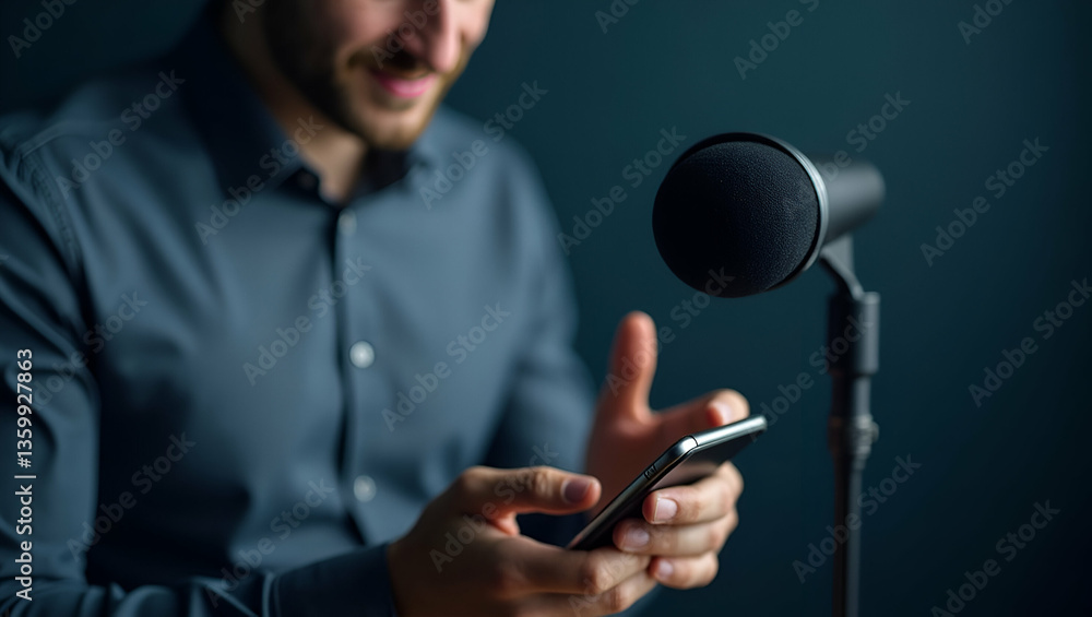 Poster voice recording on smartphone: touch microphone for ai search