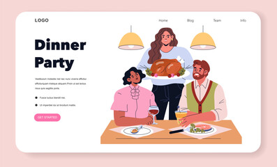 Dinner Party. Flat Vector Illustration