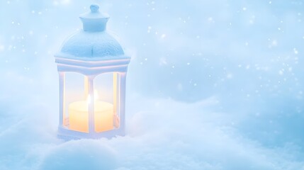 Frosted Lantern with Flickering Candle.