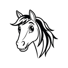 A line art vector drawing of a curious horse head.eps