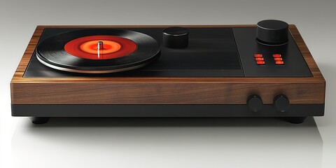 Fototapeta premium Vintage turntable with a modern design showcasing craftsmanship and elegance in a studio setting