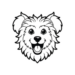 A line art vector drawing of a fluffy dog head.eps
