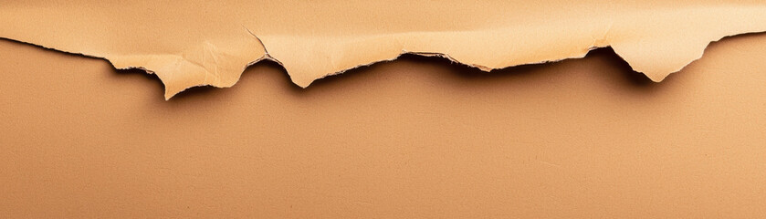 torn edge of brown paper creates textured and rustic appearance