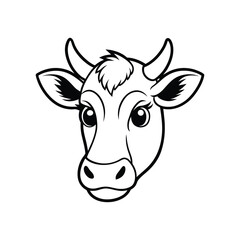 A line art vector drawing of a friendly cow head.eps