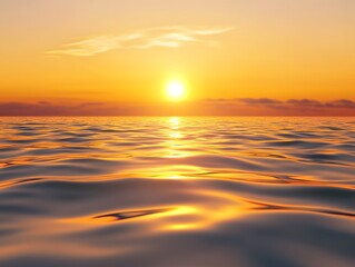 4. A peaceful ocean background with small ripples and a golden sunset glow