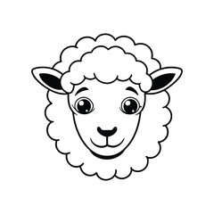 A line art vector drawing of a friendly sheep head.eps