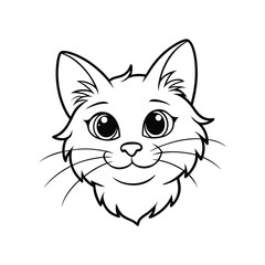 A line art vector drawing of a playful cat head.eps