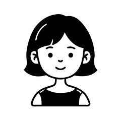 Girl with short hair hand drawn illustration