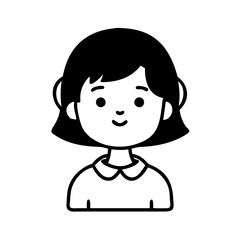 Girl with short hair hand drawn illustration
