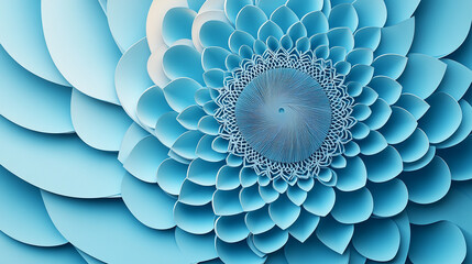 Paper Flower in Blue. Abstract Floral Art and Geometric Design