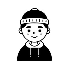 Guy with beanie hand drawn illustration