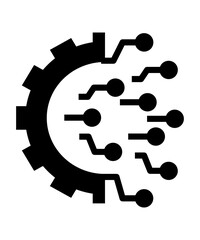 Gear tech icon filled with black