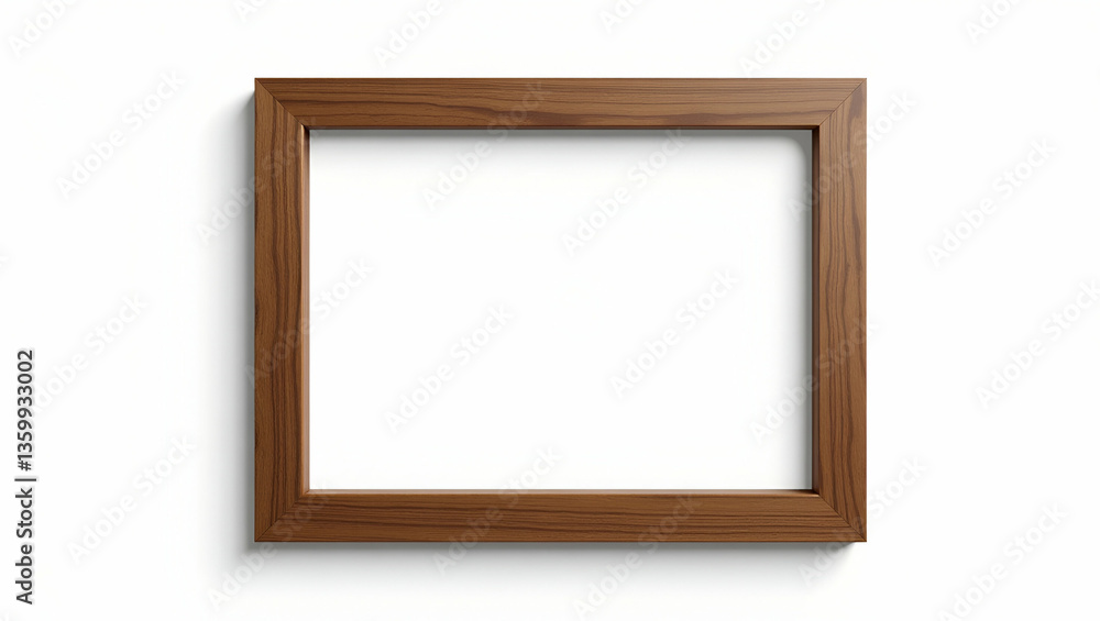 Poster empty brown wooden frame on transparent background for artwork display