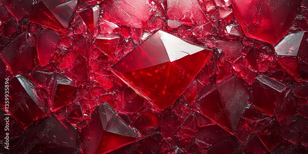 Poster vibrant red ruby crystals texture background with geometric pattern detail