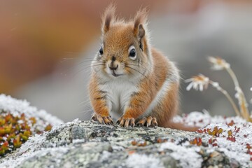Fototapeta premium A close up portrait of a small squirrel in nature
