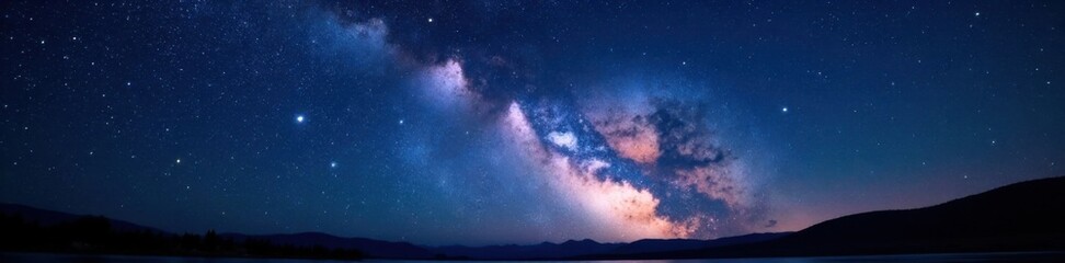 Obraz premium Starry Night Sky with Milky Way Galaxy in Deep Space, galaxy, dust, fine art