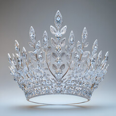 Luxurious Diamond Tiara: Elegant Silver Headpiece for Royal Pageantry and Bridal Glamour