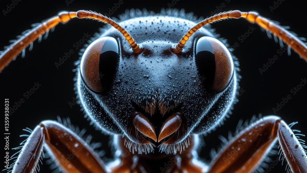 Poster ants face image captured with macro techniques.