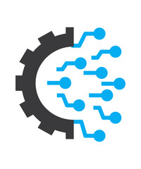 Gear tech icon filled with two tone