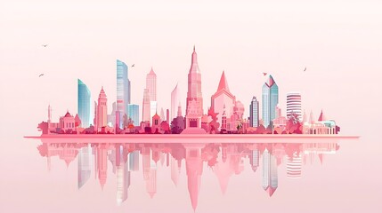 Obraz premium Cityscape panorama in soft pastel tones