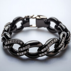 Elegant Black Diamond Bracelet: Luxurious Women's Jewelry and Fashion Accessory with Chic Metal Design