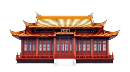Naklejka premium Isolated Traditional Asian Temple Architecture Landmark in Transparent Back
