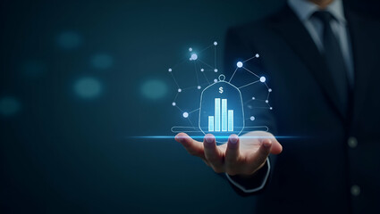Exploring Investment Opportunities: A Hand Managing Holographic Tools for Startup Funding in an Empty Space Concept - Photo Stock Highlighting Innovative Funding Options
