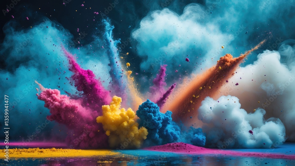 Aufkleber several colored powders were released into the atmosphere, creating a thick cloud of smoke filled wi