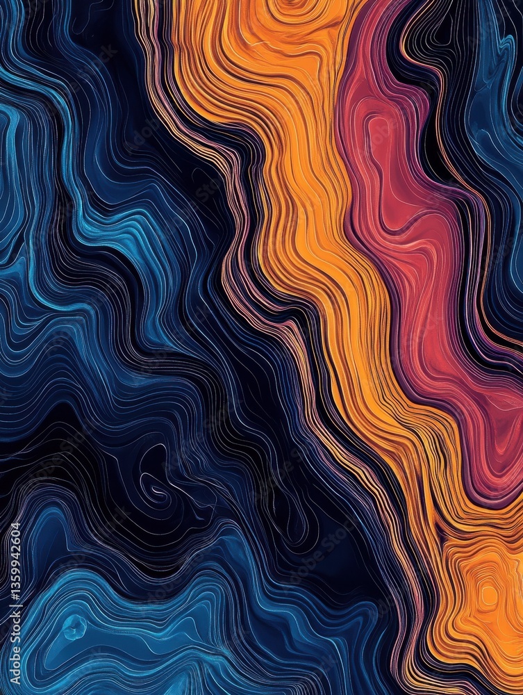 Poster abstract topographic lines pattern design