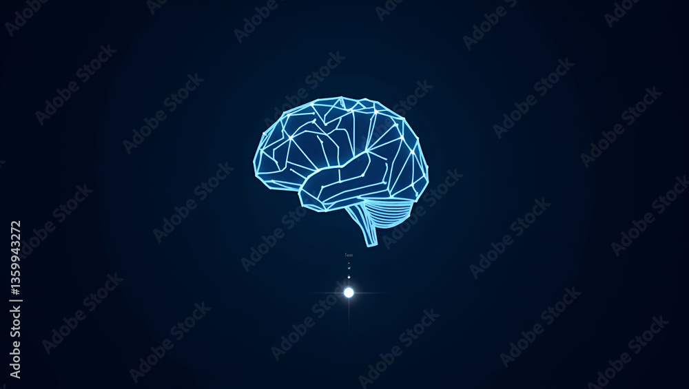 Poster low poly brain artificial intelligence symbol wisdom point abstract vector human brain low polygonal