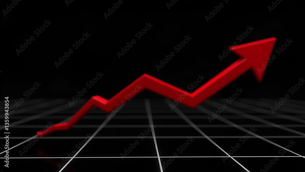 Poster animation of a red graph on a white grid against a black background - stock footage concept with emp