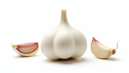 Fresh garlic bulbs with cloves detailed aromatic perfectly isolated presented as PNG suitable for culinary or medicinal uses concept as Fresh garlic bulbs with cloves detailed aromatic perfectly isola