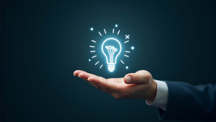 Flat Hand Holding Holographic Self Improvement Symbol for Growth Mindset