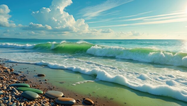 Waves on the shore at the beach