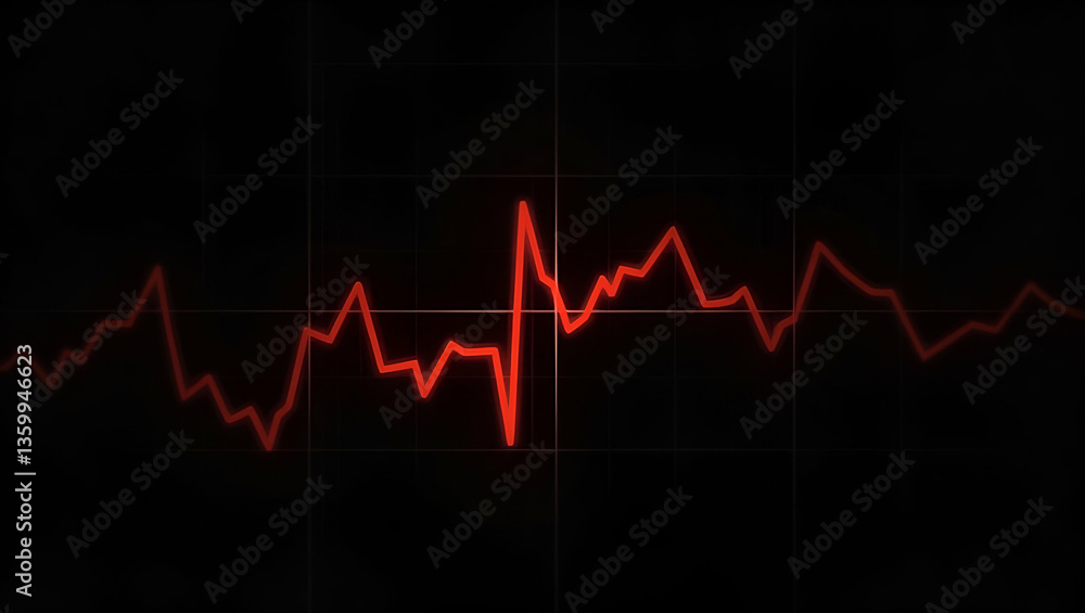Poster animation of red graph on white grid with black background concept