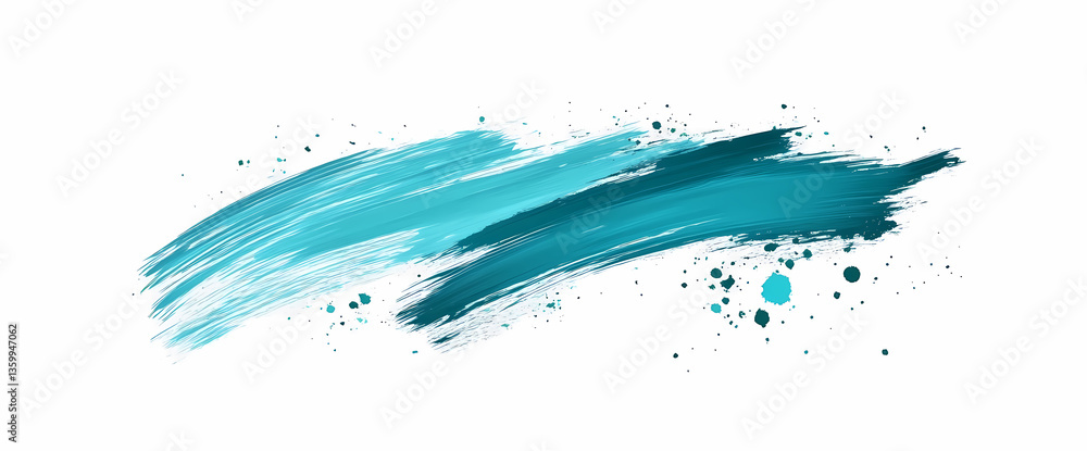 Poster artistic brushstrokes in teal: dynamic teal brushstrokes create a visually captivating design, evoca
