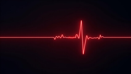 Flat Red heartbeat line on dark background symbolizing life health vitality commonly associated with medical fitness themes. concept as Red heartbeat line on dark background symbolizes life health vit