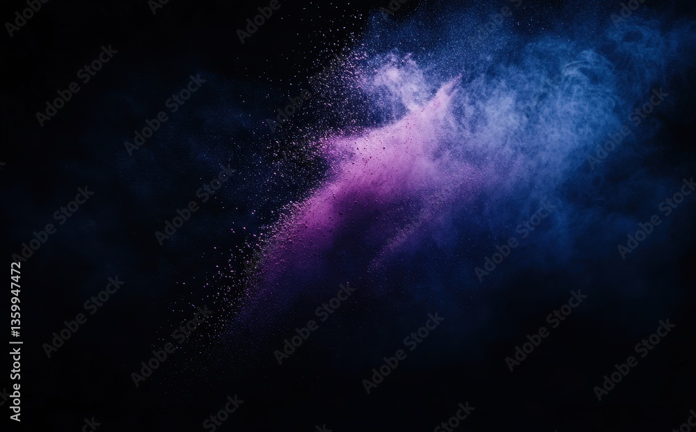 Poster colorful abstract smoke and dust explosion creating a vibrant effect on a black background for artis