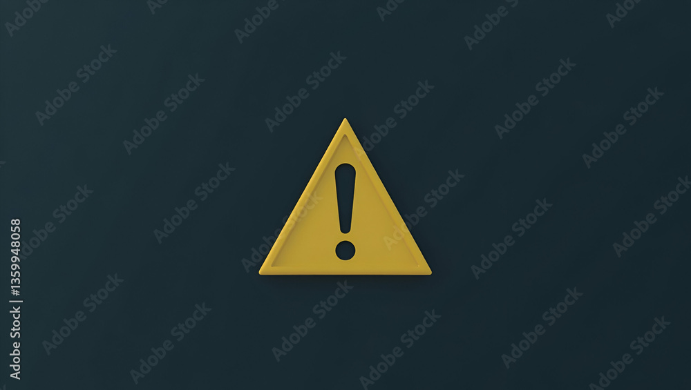Poster businessman or it professional using laptop with triangle caution warning sign: notifications, error