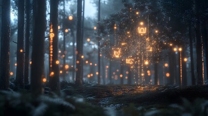 An advanced AI hologram analyzing a dynamic multicolored data map with futuristic digital interface and glowing elements