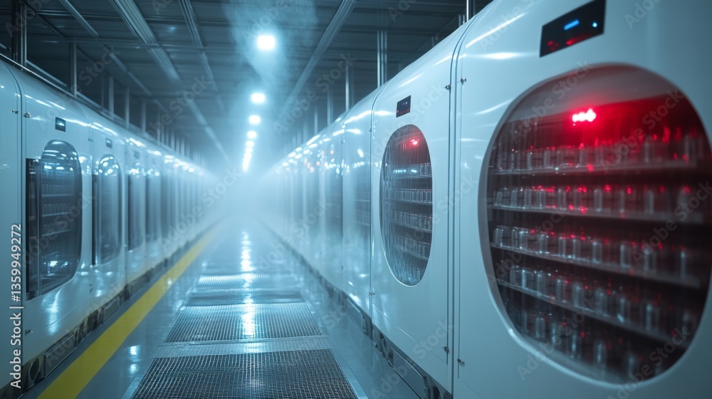 Aufkleber Advanced cold storage units are arranged in a high tech warehouse, ensuring optimal climate control for the safe storage of perishable pharmaceuticals.